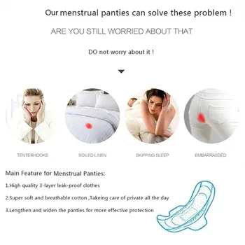 Lekkimiskindlad Pluss Suurus Menstruaaltsükli Aluspüksid Füsioloogilise Püksid Seksikas Naiste Aluspesu Jooksul Puuvill Veekindel Püksikud Naiste Pesu