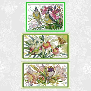 Lind ja lill Mustrid Loota ristpistes komplektid Käsitöö Print Lõuend Liblikad üle Lillede Tikandid Näputöö