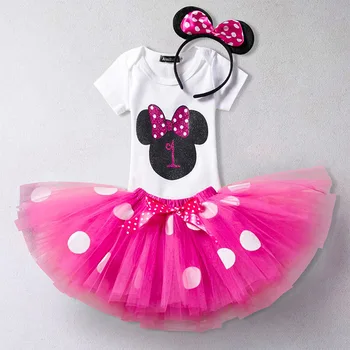 LUCKKIDS Minnie rollimäng Frocks Imiku Magus Komplekti Väikelapse Miki Dot Print Kleit Esimene Sünnipäev Tülli Tutu