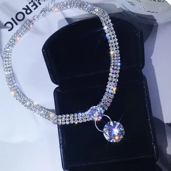Luksus 1,4 cm Suur Ring Crystal Ripats, Kett, Choker Kaelakee Ehted Naistele Tüdrukud Kuupäev Aastane Pulm Bijoux Kõik Vaste