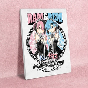 Lõuendile Trükitud Re Null RAM REM Seina Art Plakat Kawaii Girls Maali Home Decor Anime Rolli Modulaarne Pilt Raami elutuba