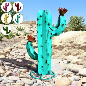 Metal Art Metal Cactus Skulptuuride Aed Õue Skulptuur Kodu Deco Jardin Decor Exterieure Cactus Kujud Ja Skulptuurid Jardin