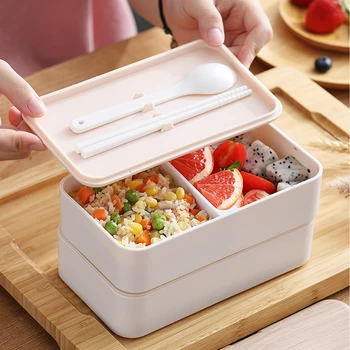 Mikrolaine Puidust Stiilis Lõunasöök Box Double Layer Bento Box Kaasaskantav Toidu Mahuti Kasti Lunchbox BPA Vaba