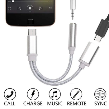 Mobiiltelefonide Tarvikud, 2 in 1 USB Pesa Tüüp C Kuni 3,5 mm Adapter laadimiskaabel Splitter Kõrvaklappide Adapter Xiaomi Hauwei