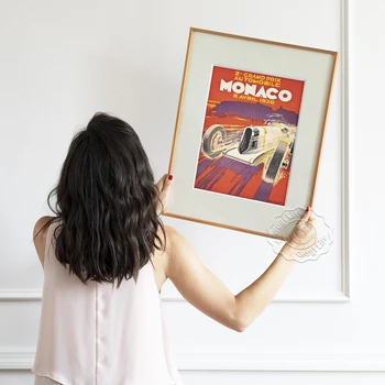 Monaco Grand Prix Retro Pildid Plakat, Prantsuse Motor Racing Sport Lõuendile Maali, Vintage Art Auto Seina Taustaks Decor