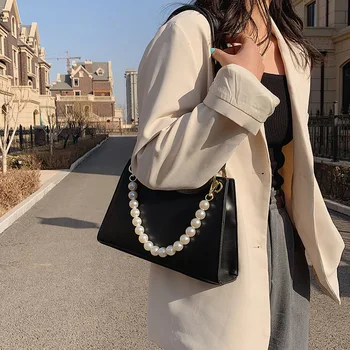 Mood kaenla alt õlakott on Nahast Pearl Baguette Rahakotid ja Käekotid Luksus Brändi Omanik Kotid Naiste Bolso Disainer Sac Peamine