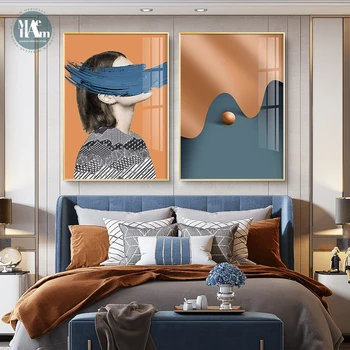 Moodne Sinine sulg kokkuvõte joonis Seinale Plakati Print Põhjamaade niši Lõuendile Maali Kunst pildid elutuba Home Decor