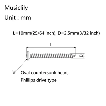 Musiclily Basic 2.5x10mm Metallist Meeterkeere Kitarr Truss Rod Katte Paigaldus Kruvid Epiphone Les Paul, Kuld (Komplekt 20)
