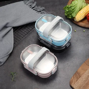 Must/Sinine/Roosa 304 Roostevabast Terasest, Eco-sõbralik Kaasaskantav Lunch Box Microwavable Dinnerware Set Bento Box Toidu Mahuti Kid