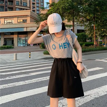 Naiste lühikesed Püksid Suvel jalgrattaga Kõrge vöökoht harajuku sport mood pluss suurus korea Sweatpants vabaaja streetwear esteetiline riided