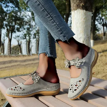 Naiste Sandaalid Vintage Sandaalid Naissoost Hollow Välja Kiilud Platvorm Kingad Suvel Vabaaja Jalatsid Retro Moccasins Sandaalid Pluss Suurus