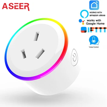 NÄGIJA WIFI Smart Pesa AU Plug AC100-240V WIFI Socket 10A RGB LED stseenirežiimid+Taimer Tööd Alexa/Google home/IFTTT
