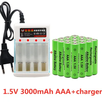 Palju AAA 3000mAh Aku 1,5 V Alkaline AAA laetavat akut puldiga Mänguasja valgus Batery+ laadija
