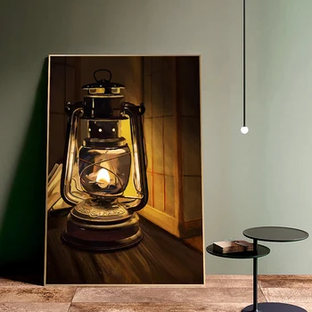 Petrooleumi Lamp Valgus Lõuendile Maali Poster Print Seina Art Pilt Elutuba Home Decor Seina Kaunistamiseks Frameless