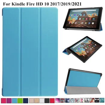 PU Leather Case for Kindle Fire HD 10 2019 2021 Magnet Kokkuklapitavad Tableti Kate Kõik Uued Fire HD 10 tolline Juhul Auto Sleep/Wake