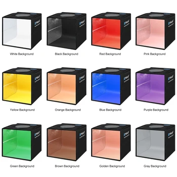 PULUZ 25cm Lightbox & Shadowless Lamp Komplektid Fotograafia Stuudio Light Box, Millel on 12 Värvi Tausta Ehted Tulistada Telk Softbox