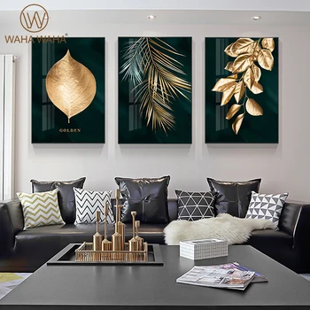 Põhjamaade Teenetemärgi Golden Leaf Lõuend Abstraktse Maali Seina Art Plakat ja Print Dekoratiivsed Pildid elutuba Home Decor