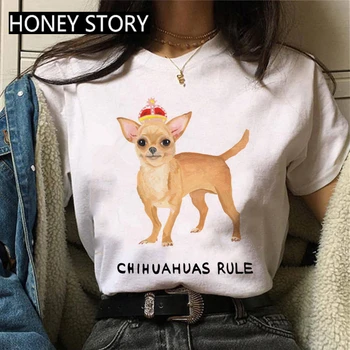 Rahu Armastus Chihuahua T-Särk Naiste Kawaii Suvel Prindi Tee Tops Koer Mood Loomade 90s Tshirt Cartton Harajuku Naiste T-särk