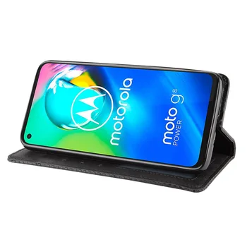 Retro Flip-Raamat, Nahast Kate Motorola Moto G8 Võimu Üks Hyper Magnet klapp rahakoti puhul Moto E6 Mängida Makro telefoni kott