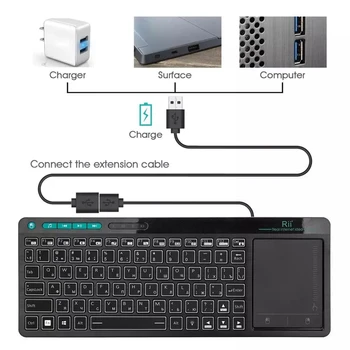 Rii K18+ Klaviatuur, Juhtmeta Rgb Mehaaniline Klaviatuur koos Touchpad Smart Tv, Android Tv Box, Iptv, Htpc