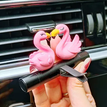 Roosa Flamingo Auto õhuvärskendaja Paari Armastav Flamingolased Auto Kaunistamiseks Tarvikud siseõhu Vent Clip Aroomiteraapia Kingitus