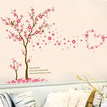 Roosa Ploomi lill, puu armastus Seina Kleebised, PVC-elutuba, Magamistuba Taust teenetemärgi Pannoo Kunst Kleebised home decor kleebis