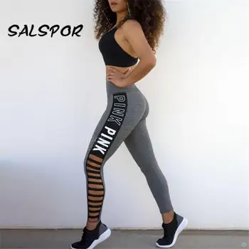 SALSPOR Õõnes Läbi Treening Säärised Naiste Kõrge Vöökoht, Trükitud Legging Töötab Fitness Sport Leggins Push Up Activewear Seksikas Püksid