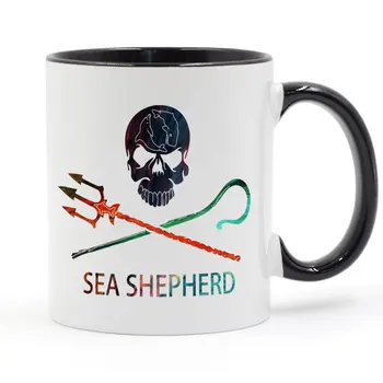 Sea Shepherd Jolly Roger Anti Vaalapüügi Vaal Sõda Piraat Kruus Kohvi Piima Keraamiline Tass Loominguline DIY Kingitused Home Decor Kruusid 11oz T582