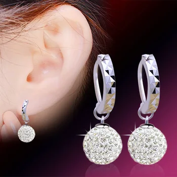 Sfääriline Crystal Tilk Kõrvarõngad Naistele Kõrvarõngas Earings pinnatud Hõbe värvi Ehted Earing Brincos Brinco Oorbellen Kingitus F426