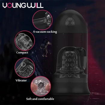 Super Tugev Vaakum Imemiseks, Suhu Mees Masturbator Cup Võimas Deep Throat Suulise Tuss Vibraator Soigumine Sex Machine Meestele