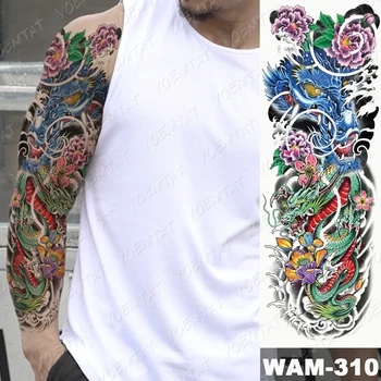 Suur Arm Varruka Tätoveering Jaapani Traditsiooniline Dragon Veekindel Ajutine Tatto Kleebis Totem Body Art Täielik Võlts Tätoveering Naised Mehed