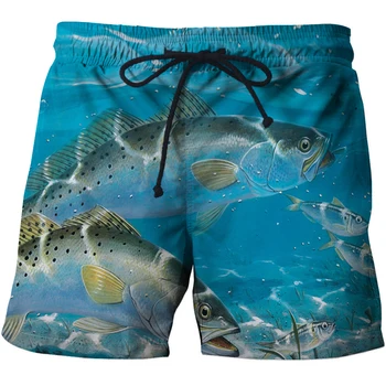 Suvel 3d kala rannas püksid meestele 3D print meeste spordi trend lühike, püksid liiga mereäärne puhkus mood vabaaja Püksid
