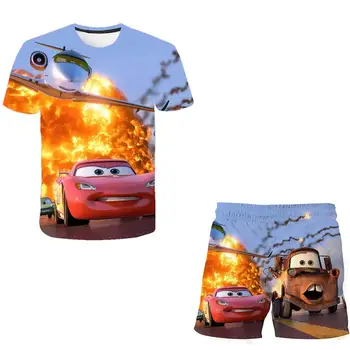 Suvel Poiste Riided, Ülikonnad Kid Cartoon Pixar Cars Lightning Mcqueen T-Särk Laste Tüdruk Lühikese Varrukaga Top, T-Särgid+lühikesed püksid 2tk