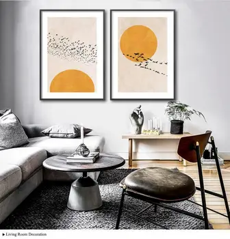 Talve Hommikul Päike Puu, Maastik, Abstraktse Plakat Põhjamaade Prindi Skandinaavia Kunst Pildi Lõuendile Maali Lihtsus Home Decor