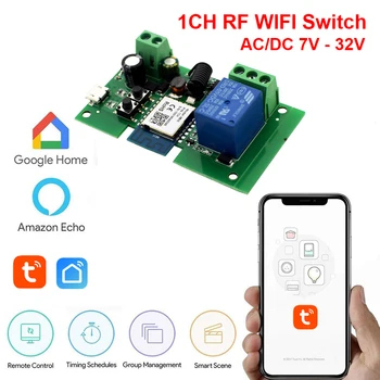 TUYA Relee Smart Switch Wifi Kaugjuhtimispult Traadita Moudle 1CH 2CH 4CH AC DC 7V et 32V Rele RF Vastuvõtja Inching iselukustuvat