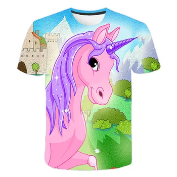 Tüdrukud 3D ükssarvik Print T-särgid armas unicorno tshirt Tüdrukud UUS Suvi Tees Top Riided Lastele multifilmide Riided, Vabaaja teen