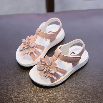Tüdrukute Sandaalid 2020 Uued Suve Väikesed Tüdrukud Flower Princess Sandaalid Laste Mood Pehme Põhjaga Baby Beach Vabaaja Sandaalid