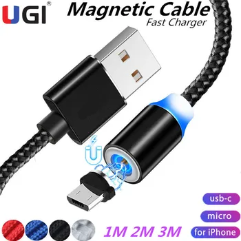 UGI 3M 2M 1M 360 Magnet laadimiskaabel LED USB Juhe, IOS Micro-USB-C-Tüüpi USB-C Android Kaabel Samsung Oneplus Xiaomi