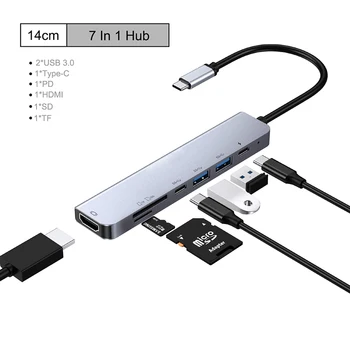 USB-3.1 Type-C-Hub HDMI Adapter RJ45 4K Thunderbolt-3 USB-C-Hub 3.0, VGA TF SD Lugeja Pesa MAKSEVIIVITUSE MacBook Pro Air 13 2020 2021