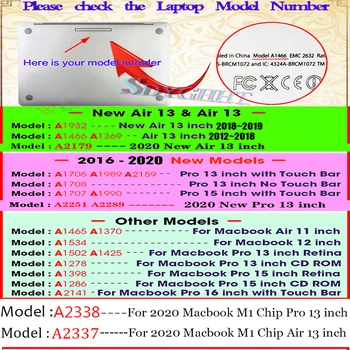 Uus Laptop Case For Macbook Air 13 A2179 A2337 M1 Pro 13 2338 A2289 Cove mac Touch Baar ID Air Pro 13.3 Sülearvuti tarvikud