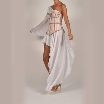 Uus Mood Naiste Vabaaja Pikk Õhtu Poole Vestido Split Elegantne Daam Sifonki Maxi Kleidid