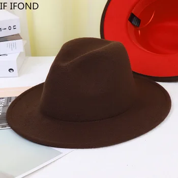 Villast Vilt Jazz Fedora Mütsid Vintage Unisex Must Roosiline Segast Lai Nokk Panama Poole Huopahattu müts 2020 Uus
