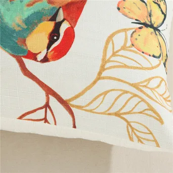 Vintage Puuvillast Voodipesu Värvilised Linnud Prindi Visata Padjapüür Papagoi Ladistama Padi Cojines Decorativos Para Diivan Hulgimüük