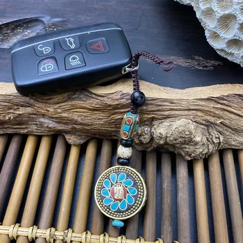 Võtmehoidja Ehted Messing Nepal Retro Auto Võtmehoidja Bodhi Võtmehoidja Ping An Brändi Kott, Ornament, Käsitsi Valmistatud Keti Ripats Ehted