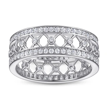 Wong Vihm 925 Sterling Hõbe Loodud Moissanite Gemstone Aastapäeva Täielik Luksus Teemant Sõrmus Naistele Trahvi Ehteid Bänd