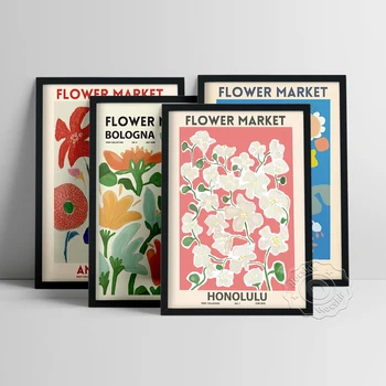 World Travel Plakat, Flower Market Pildid, Bologna Ja Kopenhaageni Honolulu Amsterdami Lima Turu Seina Kleebised, Lille Kodu Deocr