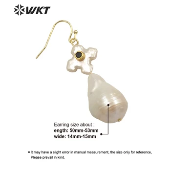 WT-MPE056 Elegantne, Uhke Looduslikku magevee barokk pärl tilk kõrvarõngad office mood stiilis valge tõeline pärl pisar kõrvarõngas
