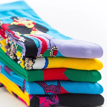 Õnnelik Occident Värviline Print Sokid Meestele ja Naistele, Naljakas Hip-Hop Loomade Pulli Kevad Sügis Mees on Puuvillane Sokk Uus Kuum Saling