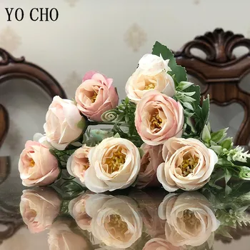 ÕS CHO 10 Heads Kunstlik Roos Lille Kimp Flores Artificiales Pulm Kodu Langevad Dekoratsioonid Võltsitud Lilled Õie Artificielle