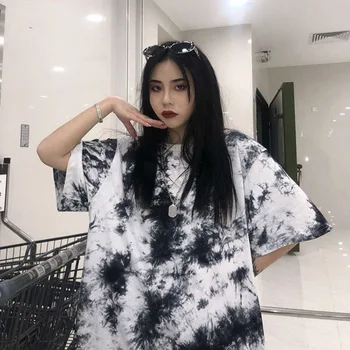 Ülegabariidiliste T-särk, Pael värvi Lühikesed varrukad korea fashion Tops Hip-Hop harajuku Streetwear Gooti Losse Pluss Suurus naised Tshirt 2021